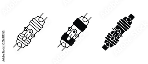 Schilderij op canvas Shock Absorber Icons, Suspension System Components, Automotive Parts Vector Set