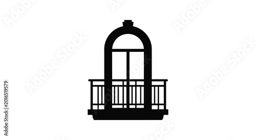 Принти на полотні Balcony with arched window and railing silhouette