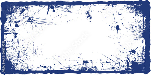 Fotografie Distressed dark blue grunge frame with weathered corners and rough texture borde