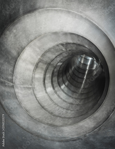 interior of a stainless steel slide