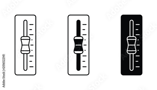 Schilderij op canvas Audio Mixer Faders, Sound Control Sliders, Volume Adjustment Icons Set