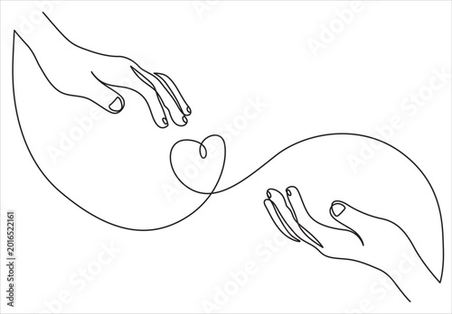 Two hands holding a heart shape together isolated on white background