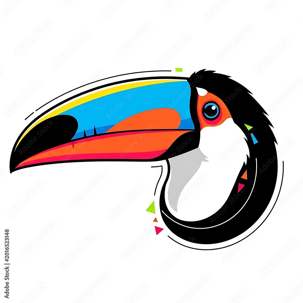Fototapeta premium Vibrant colorful toucan head illustration.