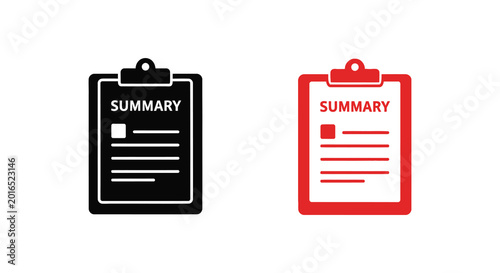 Foto summary clipboard icon black and red silhouette