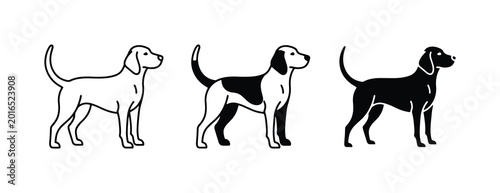 Photos Dog Breed Silhouettes, Vector Icons Set: Beagle, Hound, Labrador, Pet Collection