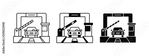 Fotografía Toll Booth Icons, Barrier Gate Systems, Car Entry Control, Traffic Management Ve
