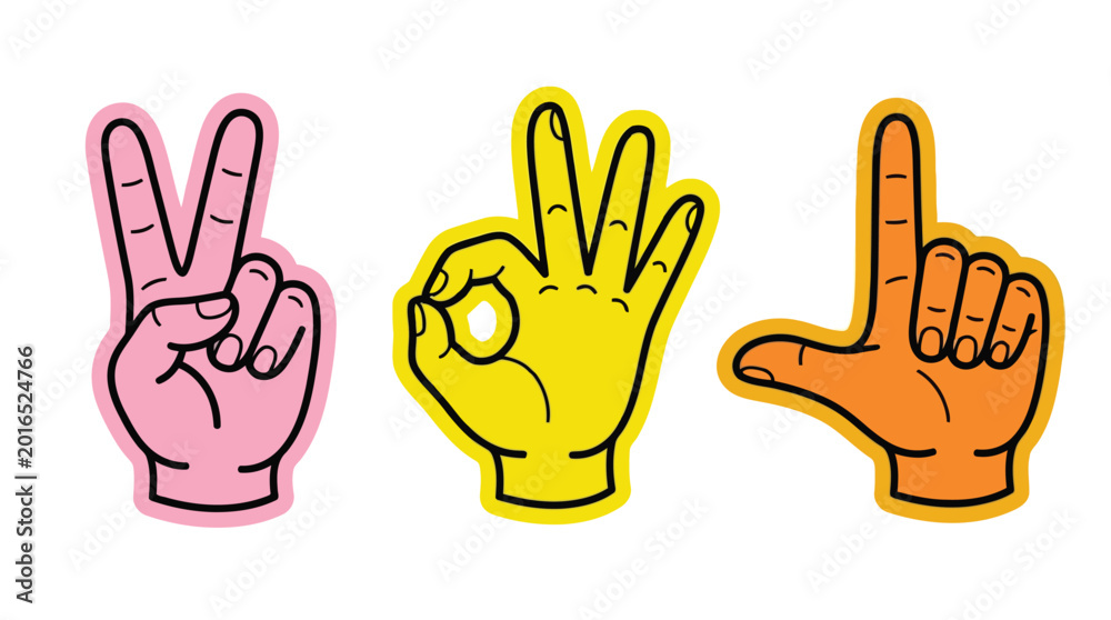 Fototapeta premium Vector illustration in hand drawn doodle style, mascot and character hands and gestures, positive vibe stickers and overlays