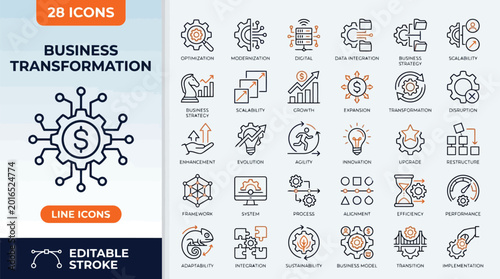 Quadro su tela Business Transformation icon set
