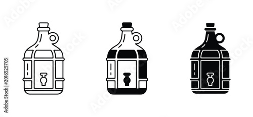 Bild auf Leinwand Glass Carboy Icons, Fermentation Vessel Vector Set, Brewing Container Graphics