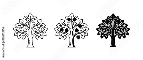Quadro su tela Bodhi Tree Icons, Sacred Symbolism, Enlightenment Tree Vector Art, Spiritual Gro
