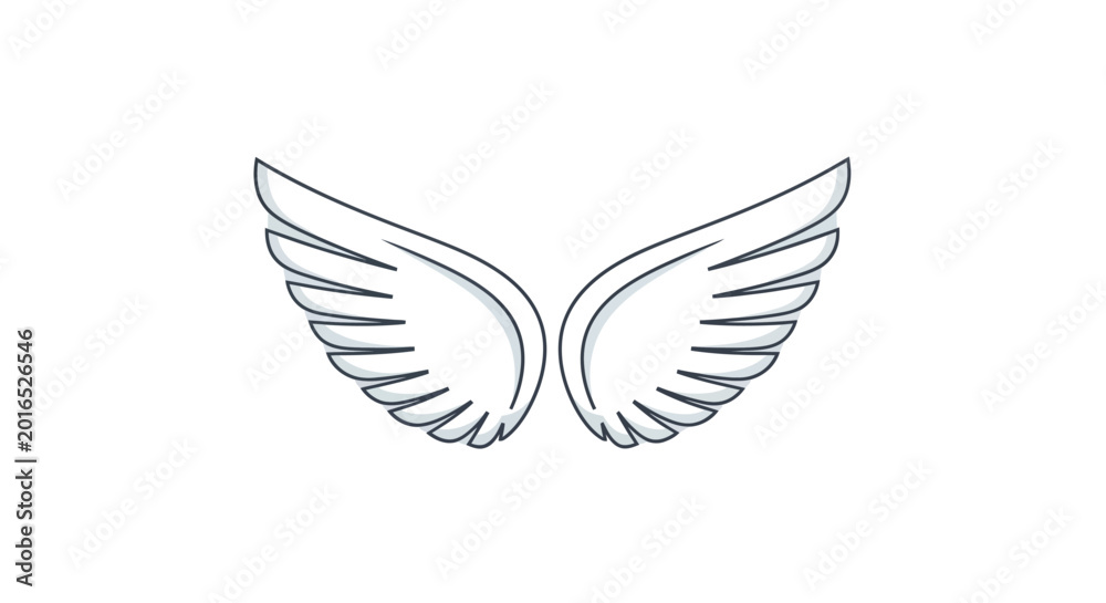 Obraz premium Wings illustration blue line art on white background