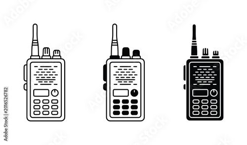 Canvas Print Walkie Talkie Icons, Portable Radio Set, Two-Way Communication Devices, Communic