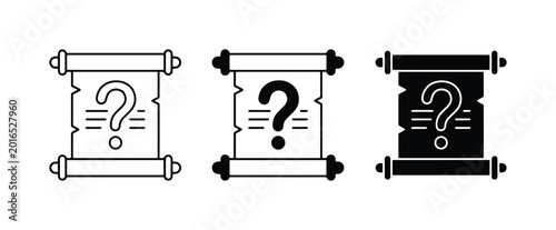 Photos Question Mark Scrolls, Mystery Document Icons, Uncertainty Symbols