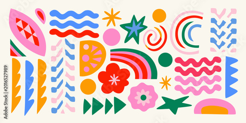 abstract organic shapes and patterns colorful vector illustration