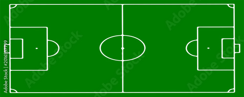 Football fields top view. Soccer grass fields with chalk lines. Green grass field background. Vector Football - Soccer Field. Scheme and marking of the football field, soccer field