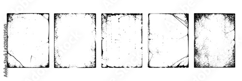 Fotografía Photocopy overlay texture set with grunge paper frames, vintage xerox noise bord