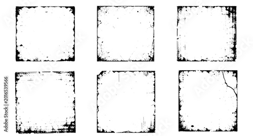 Canvastavla Vintage photocopy overlay texture frames with grunge paper edges, dusty xerox no