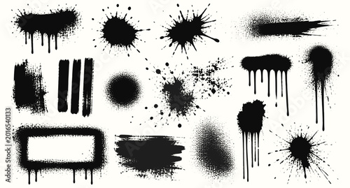 Bilde på lerret Graffiti spray paint splatter stains and grunge ink splash collection