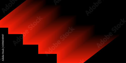 Abstract Red Gradient Staircase Geometric Pattern on Black Background