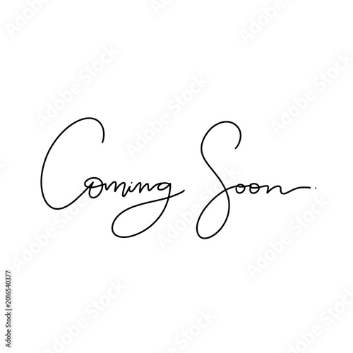Minimalist single line hand drawn Coming Soon text illustration