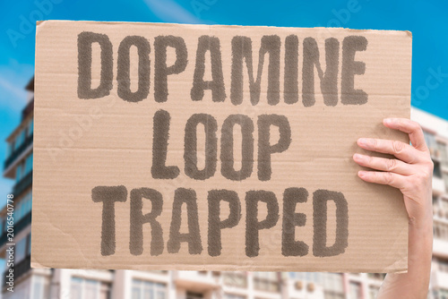 Tablou pe pânză "Dopamine Loop Trapped" Variable reward loops in apps trap users in dopamine-driven compulsive use