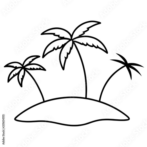 Serene Island with Palm Trees and White Sand