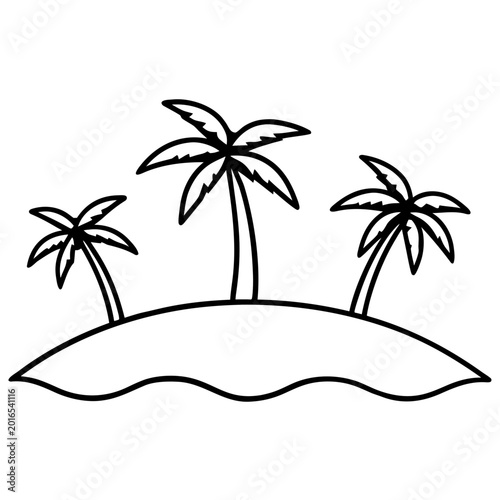 Serene Island with Palm Trees and White Sand