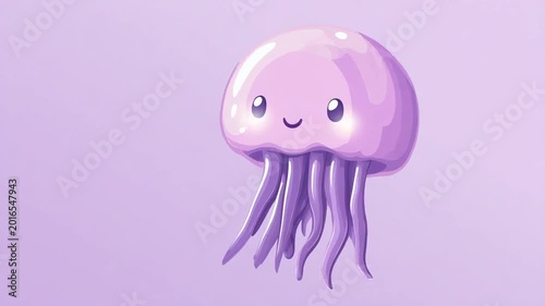 An adorable, cartoon-style jellyfish illustration floats gracefully. Its cheerful expression and soft colors add a touch of whimsy and wonder.