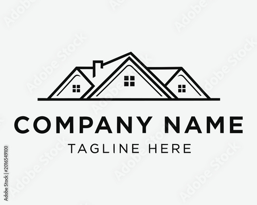 Tableau sur toile Abstract house roofline logo template with real estate