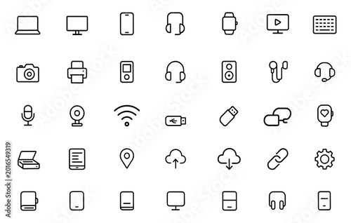 Quadro em tela Electronic & Tech Device Icon Set – vector illustration for computers, mobiles,