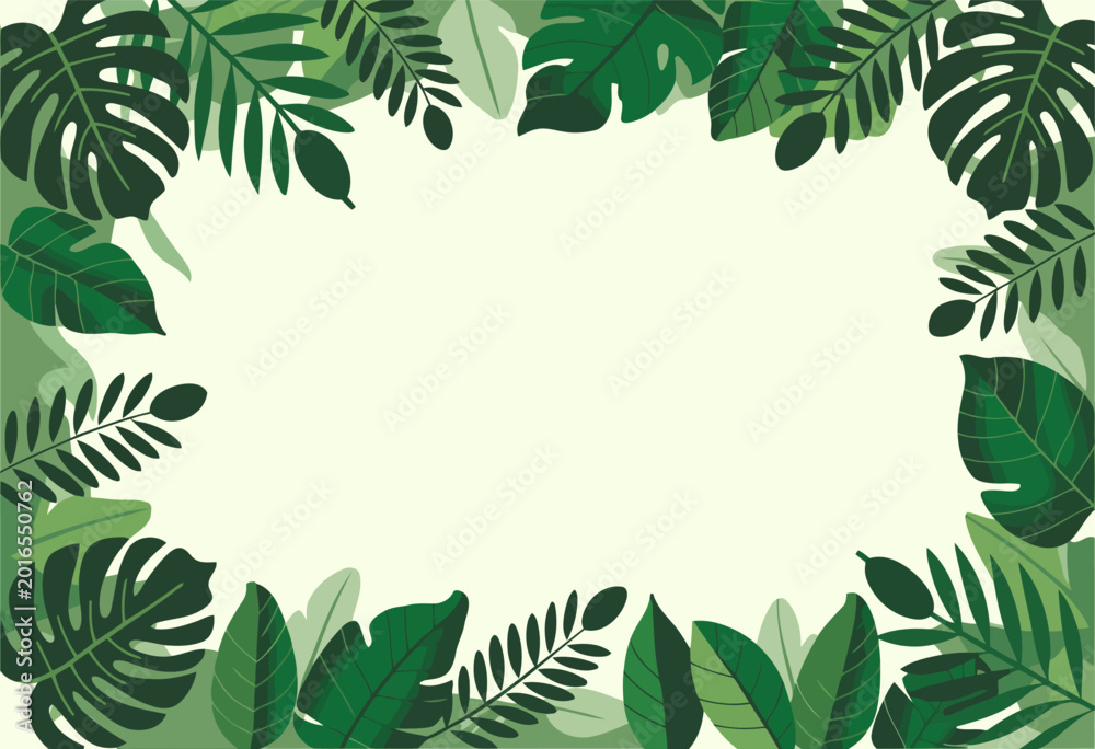 Fototapeta premium Beautiful Green Leaf Frame for Invitations and Eco-Friendly Designs