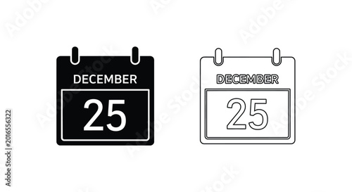 Foto December twenty fifth calendar icon black and white silhouette