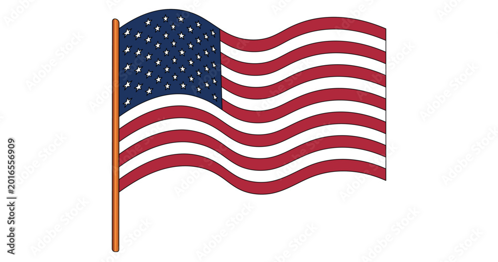 Fototapeta premium Flag of USA, The United States of America. American national symbol in official colors. Template icon. Abstract vector background.