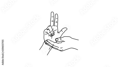Obraz na plátně Hand making a sign language gesture.
