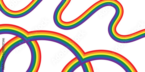 Flag LGBT ribbon icon, badge or button. Template design, vector illustration. Love wins. LGBT symbol in rainbow colors. Gay pride silk textile background.