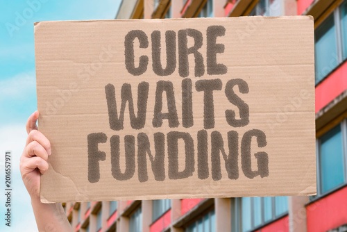 Tableau sur toile "Cure Waits Funding" Life-saving medical cures remain undeveloped because research funding runs dry