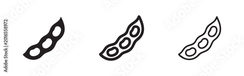 Tableau sur toile Soybean Pod Icon Set - Edamame Beans Vector Illustration
