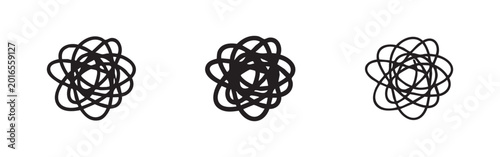 Tableau sur toile Abstract tangled scribble or atomic structure icon set for complex ideas