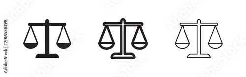 Tableau sur toile Scales of Justice Icon Set for Legal Law and Fairness Concepts