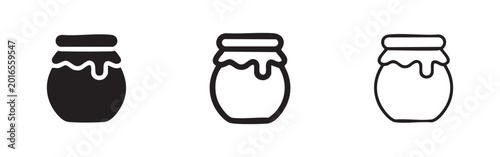 Tableau sur toile Honey Pot and Glass Jar Icon Set - Natural Sweetener Vector