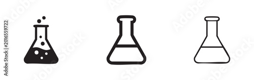 Tableau sur toile Chemistry erlenmeyer flask science laboratory icon set