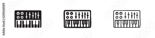 Quadro su tela Music synthesizer or audio mixer with keyboard icons set