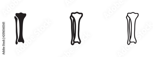 Tableau sur toile Human tibia or fibula bone icon set: solid, bold outline, and thin outline styles