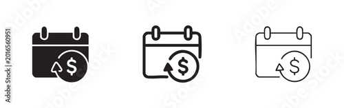 Foto Financial Calendar Icon Set: Payment Due Date, Recurring Payment, or Loan Due Da