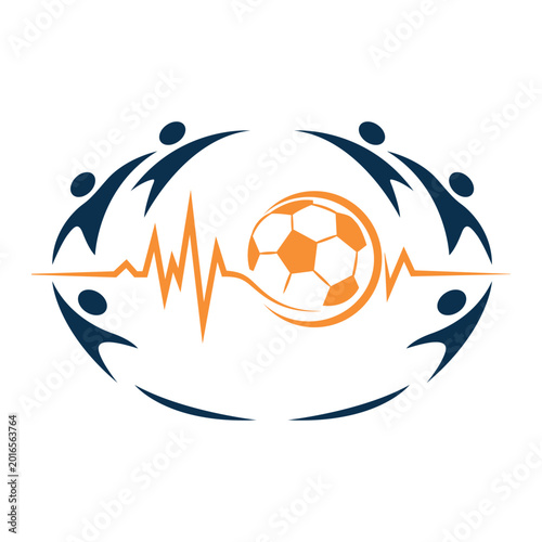 Dynamic Soccer Heartbeat Logo Vector – Football Community Pulse Sports Team Emblem Design