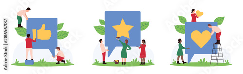 Obraz na plátne Customer feedback, clients satisfaction of best product quality set