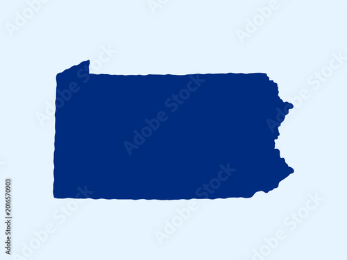 Doodle-style illustration of the Pennsylvania state map, featuring the recognizable shape of Pennsylvania in a simple, hand-drawn design.