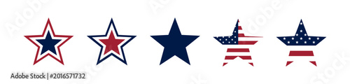 Konstfotografi A set of USA star symbols in red, white, and blue, including a star-shaped version of the American flag