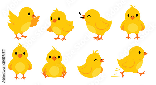 Tableau sur toile Cute Easter Chicks Collection - Diverse Poses and Expressions