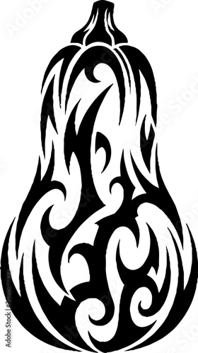 Decorative butternut squash silhouette with tribal patterns